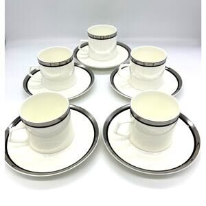 Mikasa Solitude Bone China Set of 5 Cups & Saucers Japan